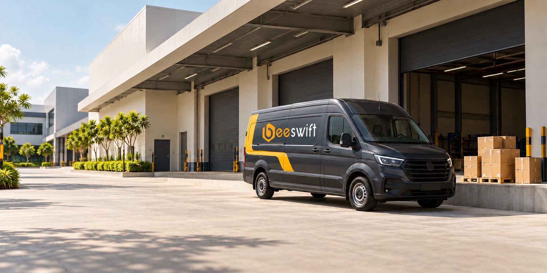 Beeswift-branded delivery van at a loading bay